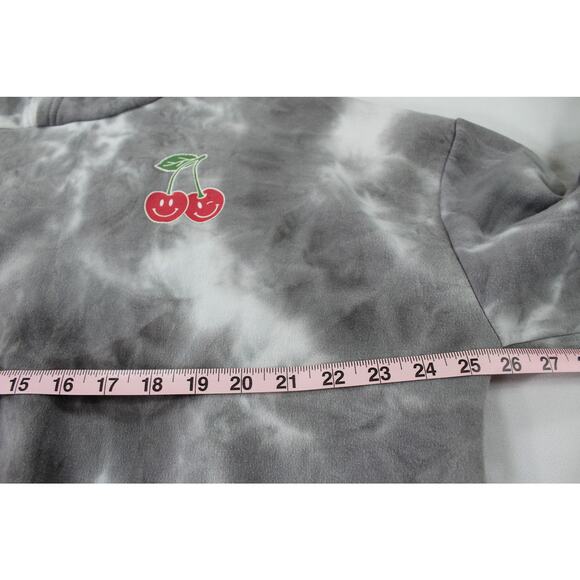Justify Mon Cheri Tie Dye Cherry Hoodie Size L Gray Black Smiley Face Print - Picture 6 of 7